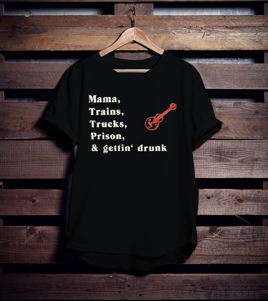 David Allan Coe Mama Trains Trucks Prison Getting Drunk Legend With Guitar T-Shirt