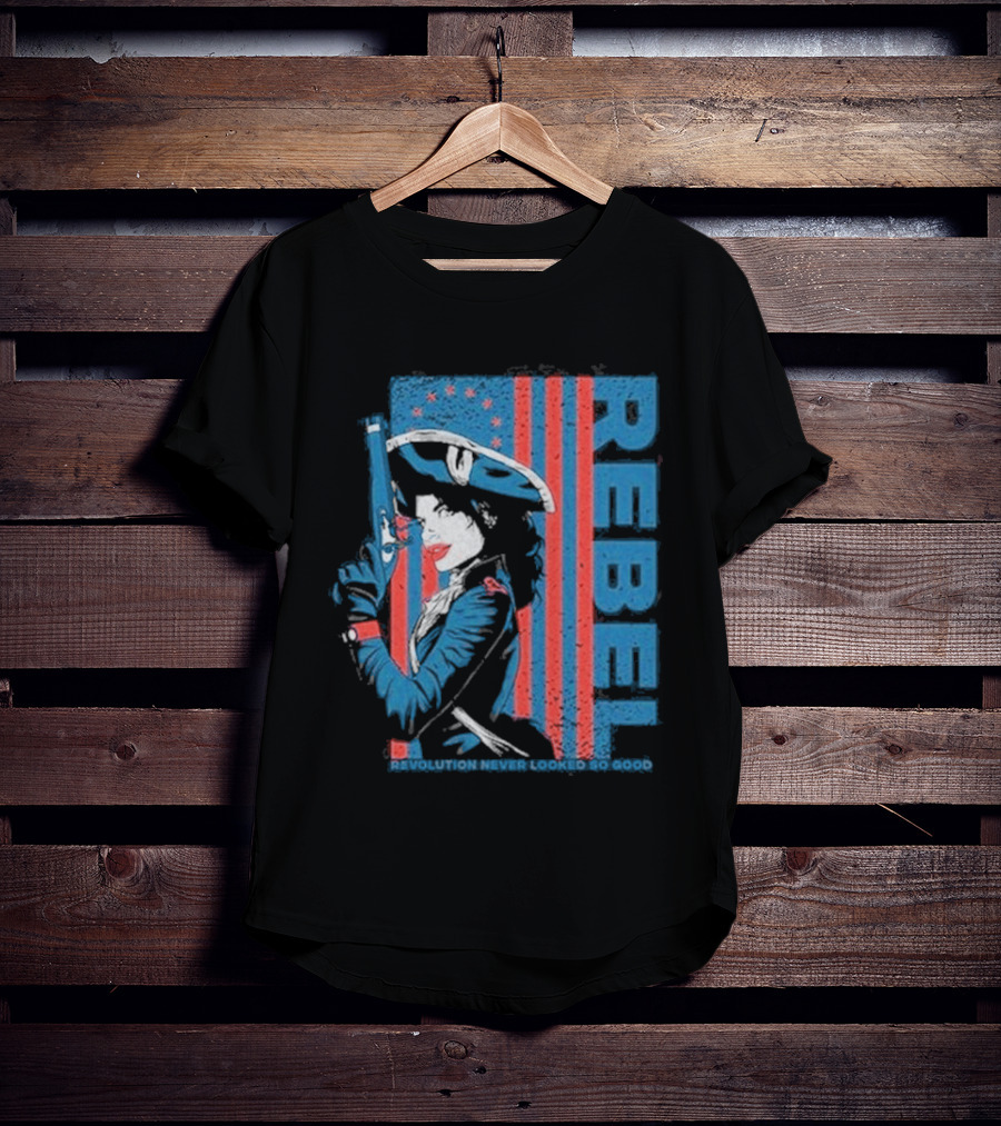 Women's Rebel Revolution Never Looked So Good Slim Fit 2026 American Flag Soldier T-Shirt