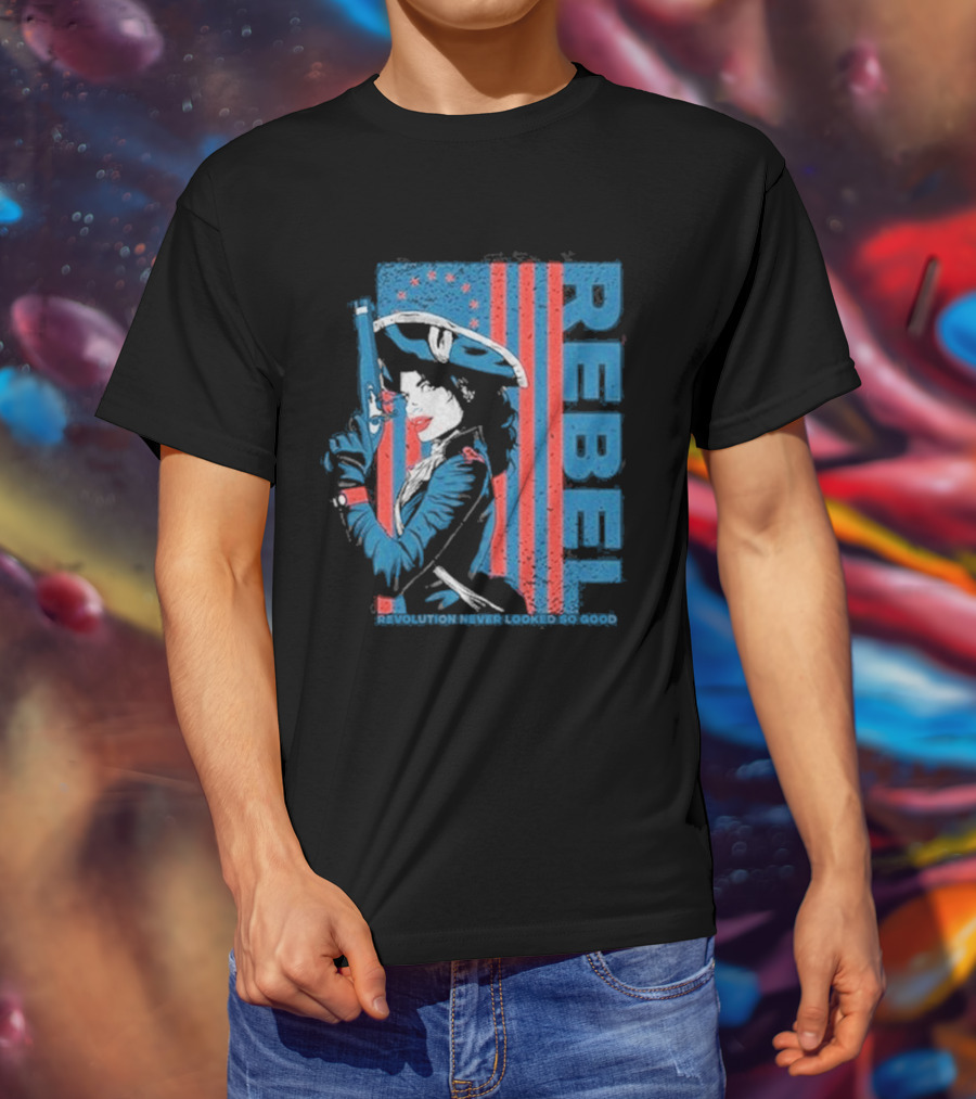 Women's Rebel Revolution Never Looked So Good Slim Fit 2026 American Flag Soldier T-Shirt