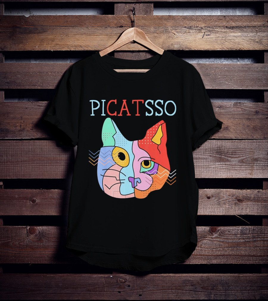 Picatsso Cat Colorful Cubist Style Artistry T-Shirt