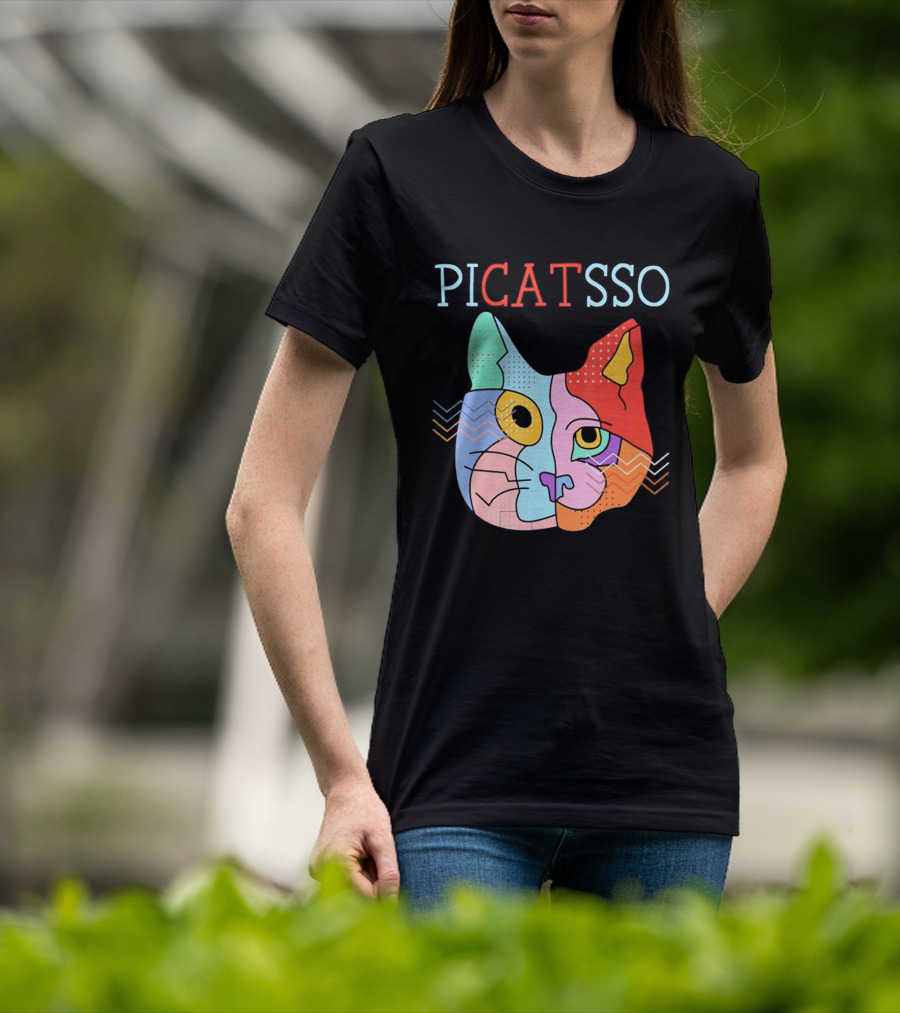 Picatsso Cat Colorful Cubist Style Artistry T-Shirt