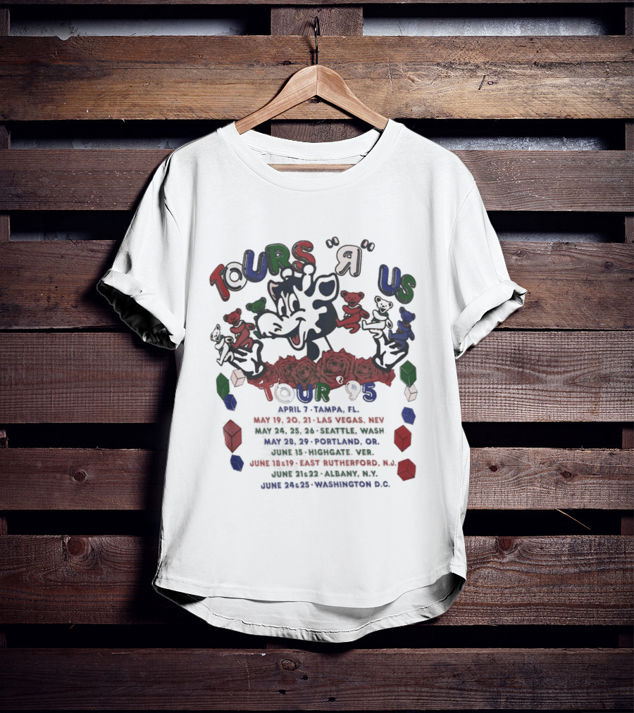 Grateful Dead 1995 Tours R US Tampa Las Vegas Seattle Portland Washington D.C. Rare T-Shirt