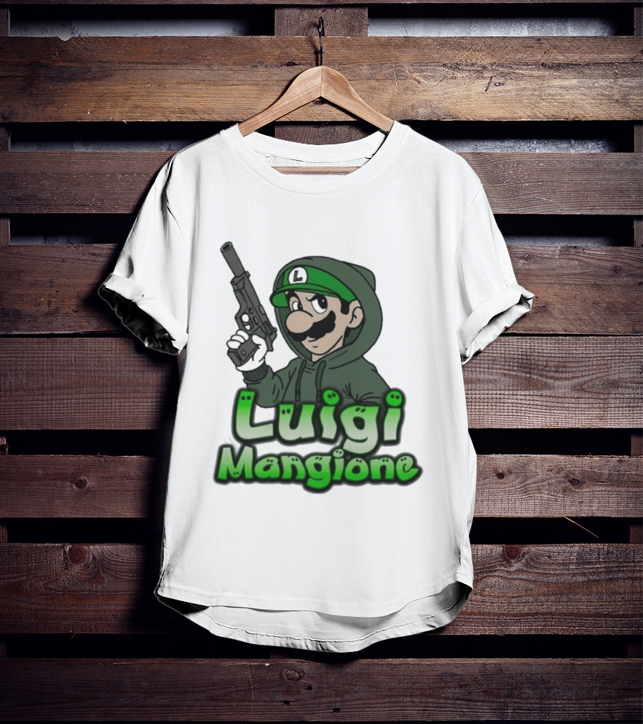 Luigi Mangione Super Mario Gun T-Shirt