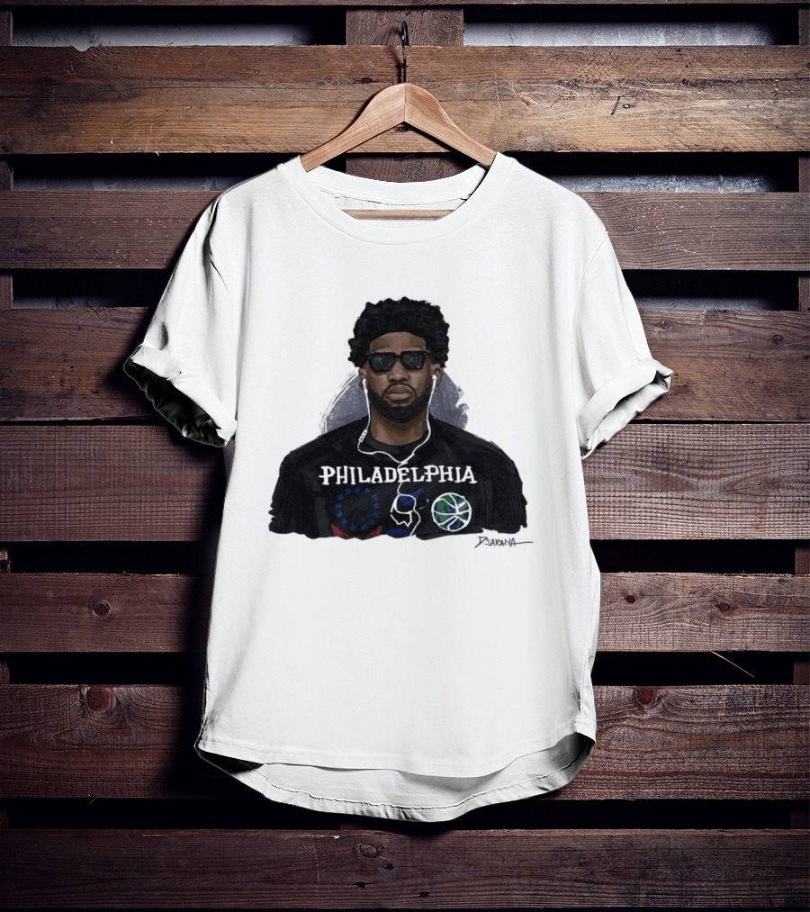 Philadelphia Basketball Sixers Joel Embiid Artwork By D. Sarana T-Shirt