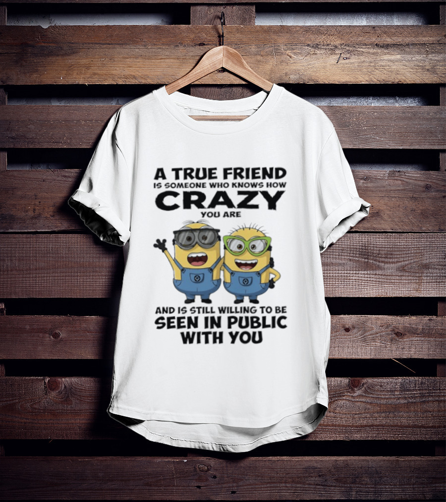 Minions A True Friend Crazy You Are Seen In Public T-Shirt