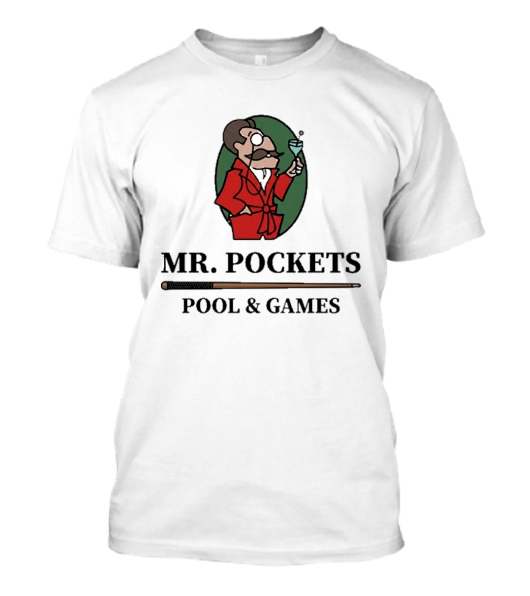 Mr. Pockets Pool And Games Iconic Gentleman With Martini And Cue T-Shirt
