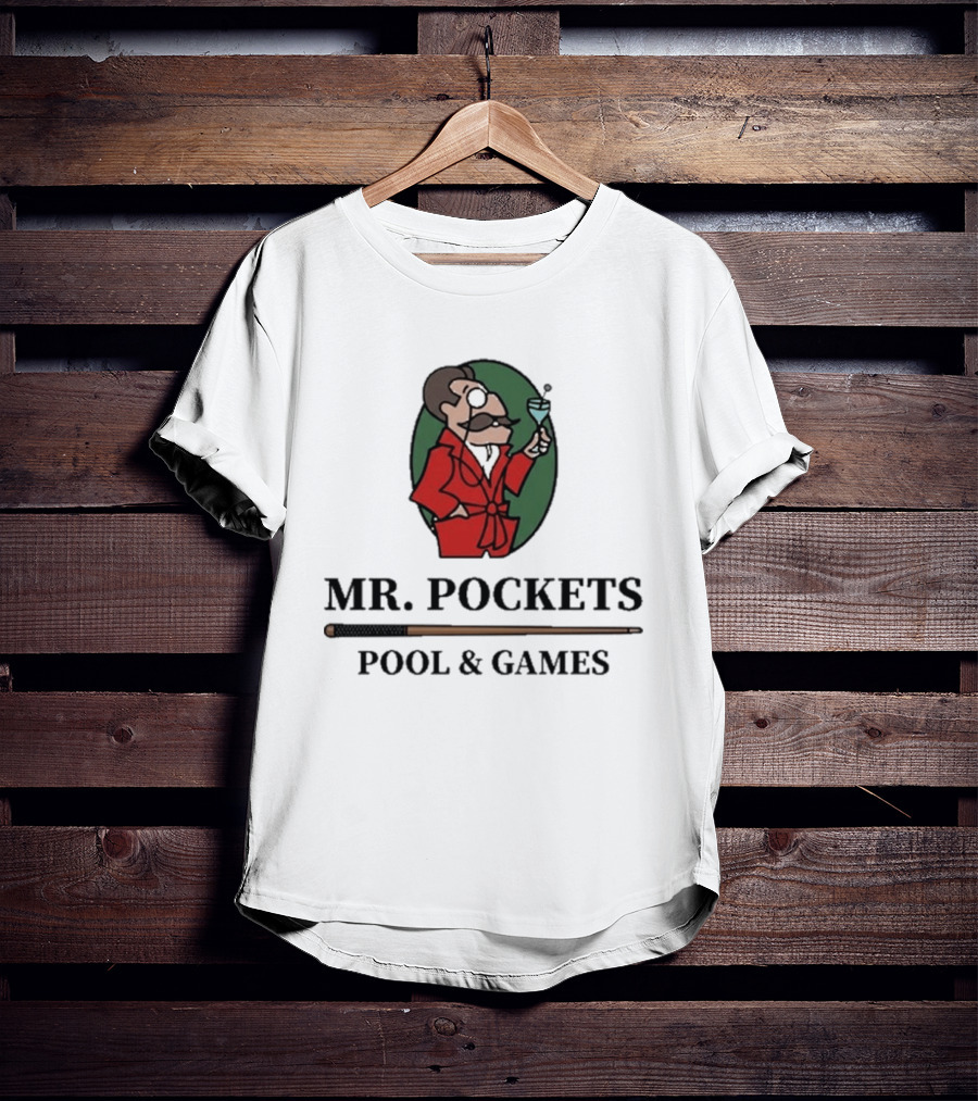 Mr. Pockets Pool And Games Iconic Gentleman With Martini And Cue T-Shirt
