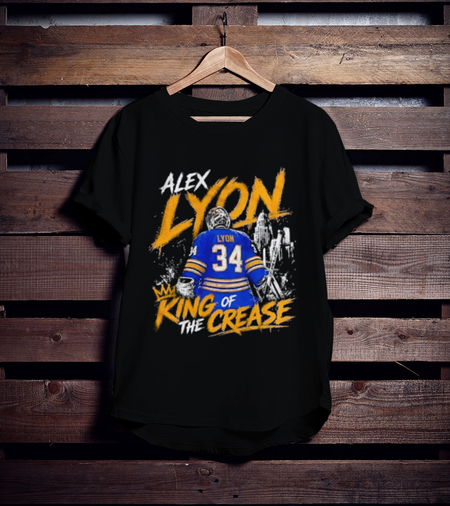 Alex Lyon 34 King Of The Crease Sabres T-Shirt