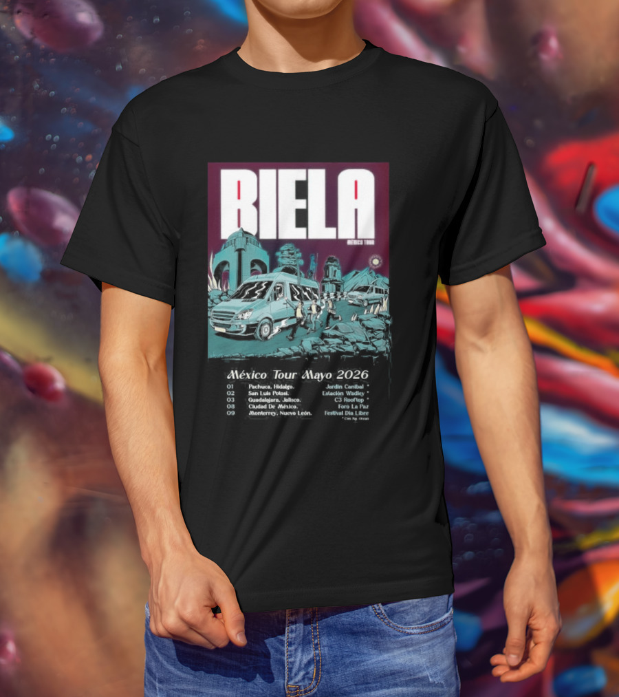 Biela Mexico Tour Mayo 2026 Monterrey Guadalajara Ciudad De Mexico T-Shirt
