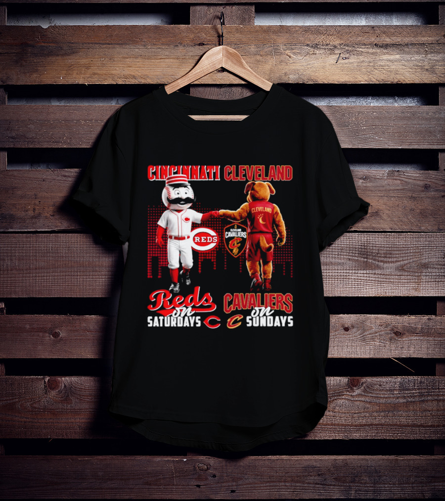 Cincinnati Reds Saturdays Vs Cleveland Cavaliers Sundays Skyline T-Shirt