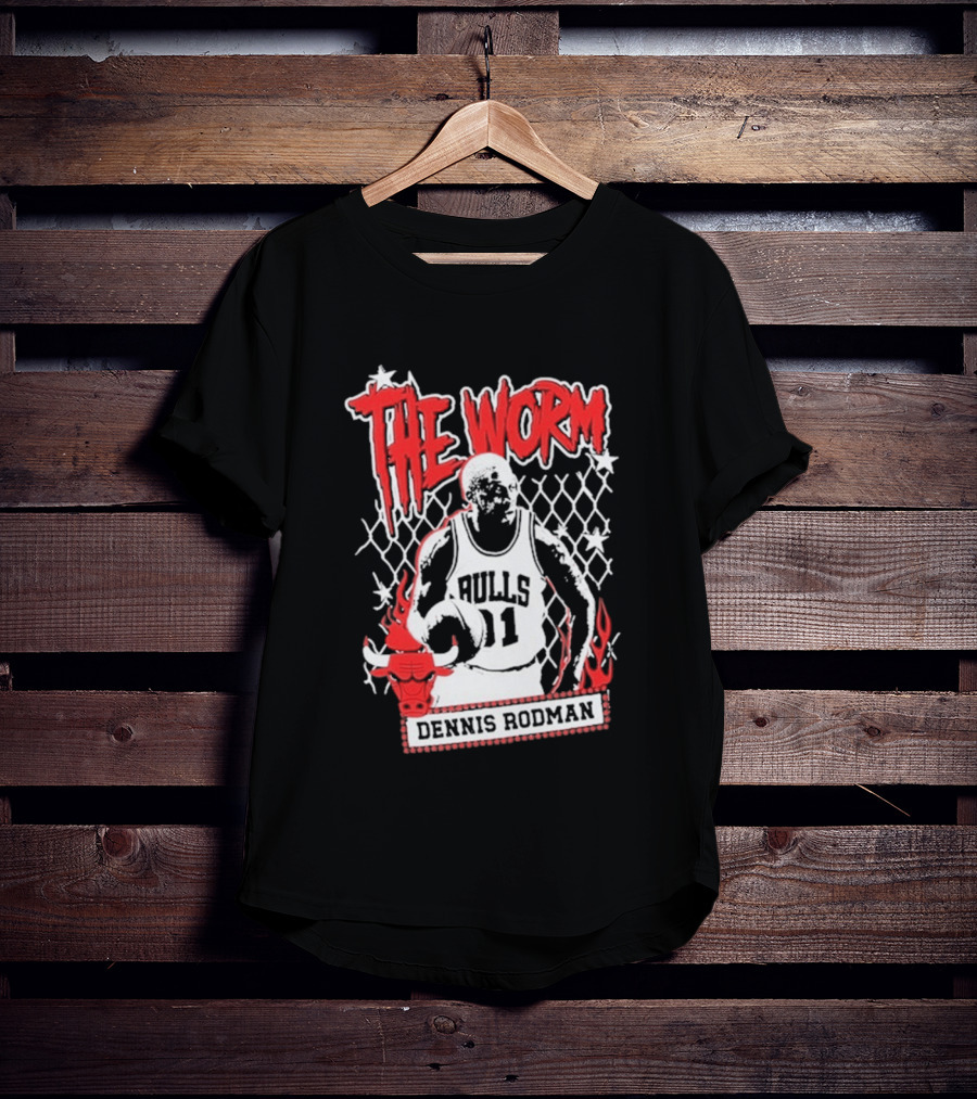 The Worm Dennis Rodman Bulls 91 Mitchell Ness NBA Street Player Chicago T-Shirt