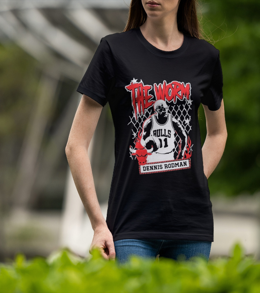 The Worm Dennis Rodman Bulls 91 Mitchell Ness NBA Street Player Chicago T-Shirt