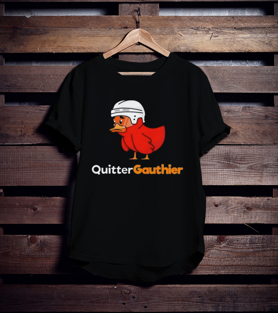 Philadelphia Flyers Quitter Gauthier 2026 NHL Hockey Controversial Helmeted Duck T-Shirt