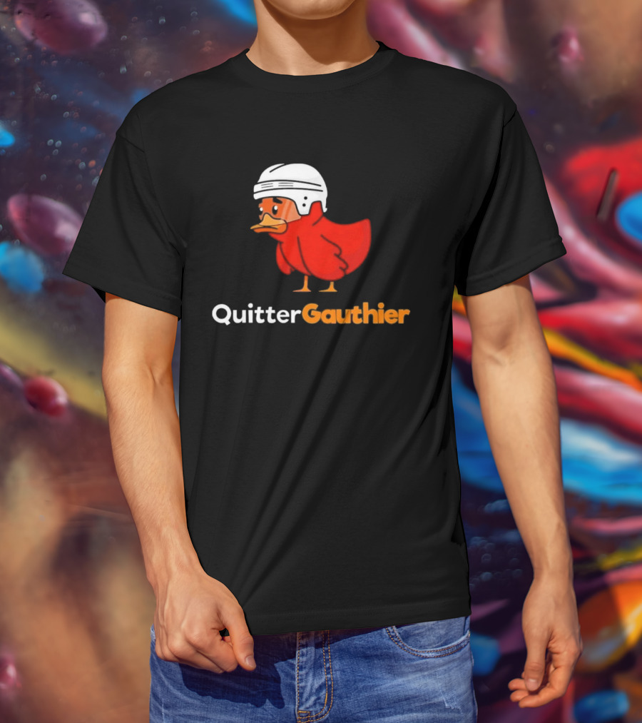 Philadelphia Flyers Quitter Gauthier 2026 NHL Hockey Controversial Helmeted Duck T-Shirt