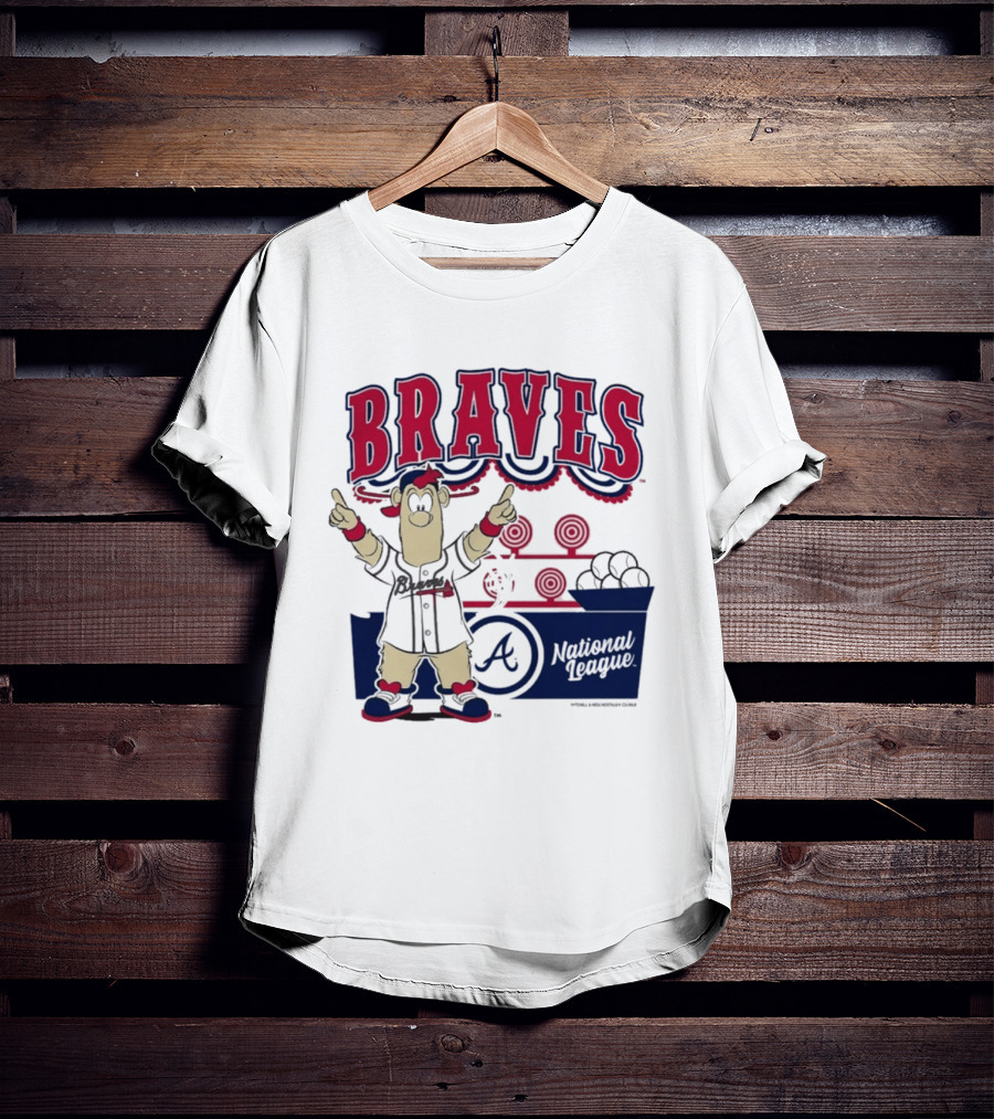 Atlanta Braves Mitchell & Ness Cream Step Back Up Cartoon Character National League T-Shirt
