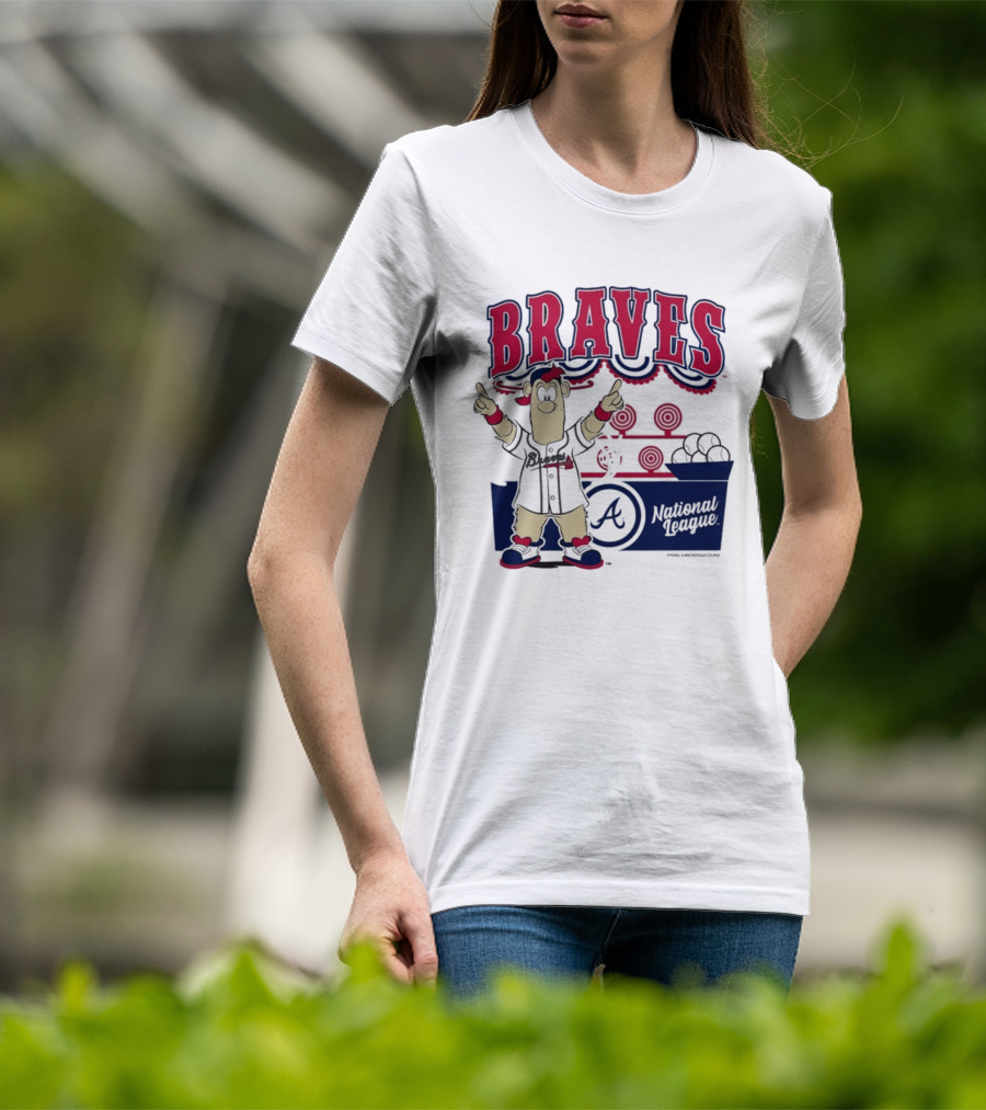 Atlanta Braves Mitchell & Ness Cream Step Back Up Cartoon Character National League T-Shirt