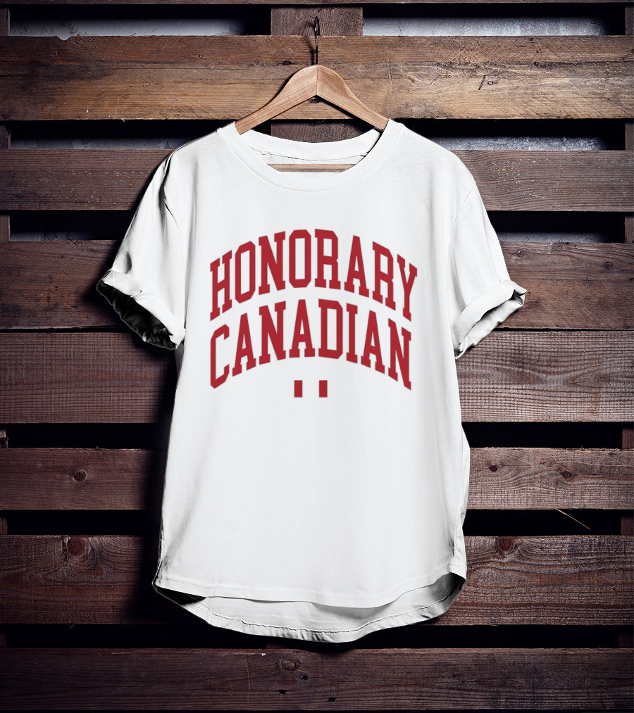 Honorary Canadian Text In Red Bold Font T-Shirt