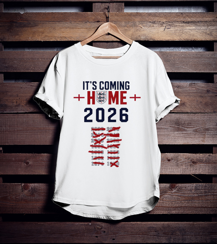 England Football It's Coming Home 2026 Soccer Fan Countdown T-Shirt