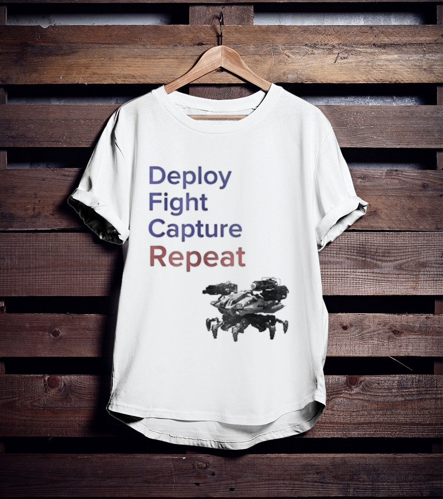 War Robots Deploy Fight Capture Repeat Strategy Gameplay T-Shirt