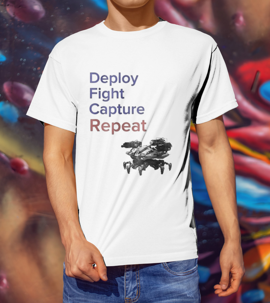 War Robots Deploy Fight Capture Repeat Strategy Gameplay T-Shirt