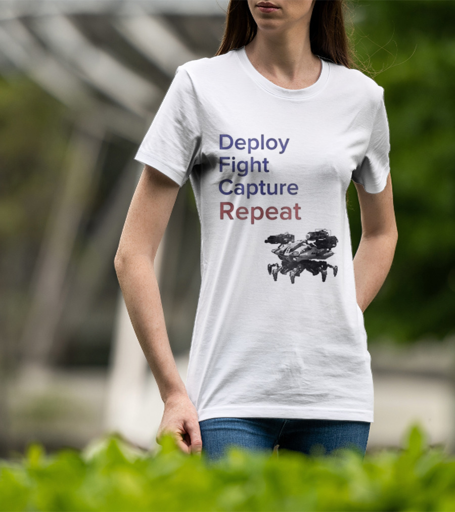 War Robots Deploy Fight Capture Repeat Strategy Gameplay T-Shirt
