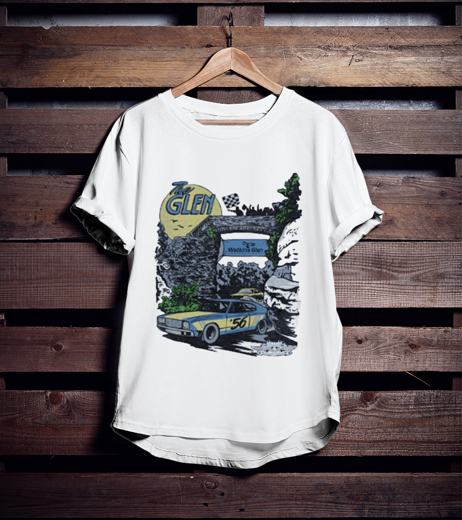The Glen Watkins Glen International Checkered Flag Racecar 56 Archway Scenic T-Shirt