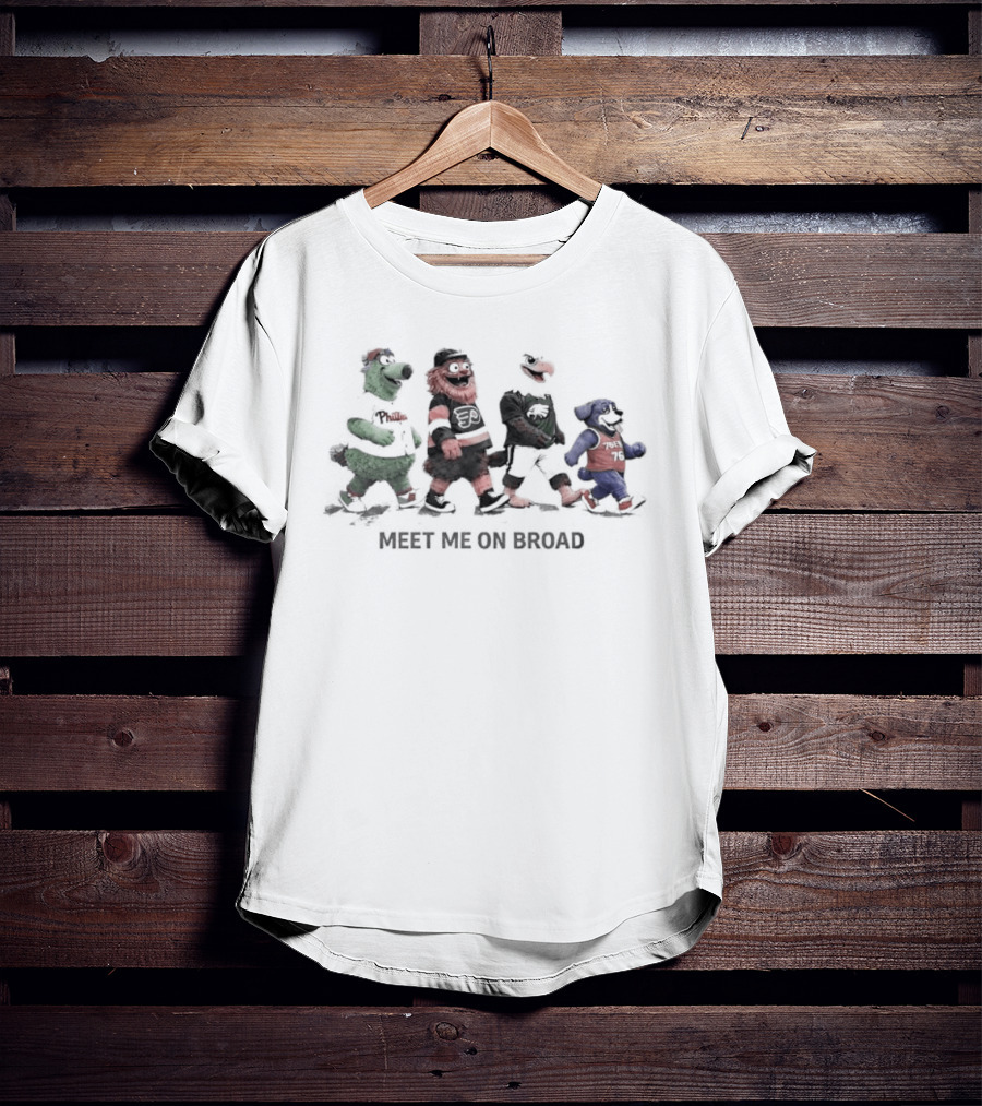 Philadelphia Sports Mascots Abbey Road Meet Me On Broad T-Shirt