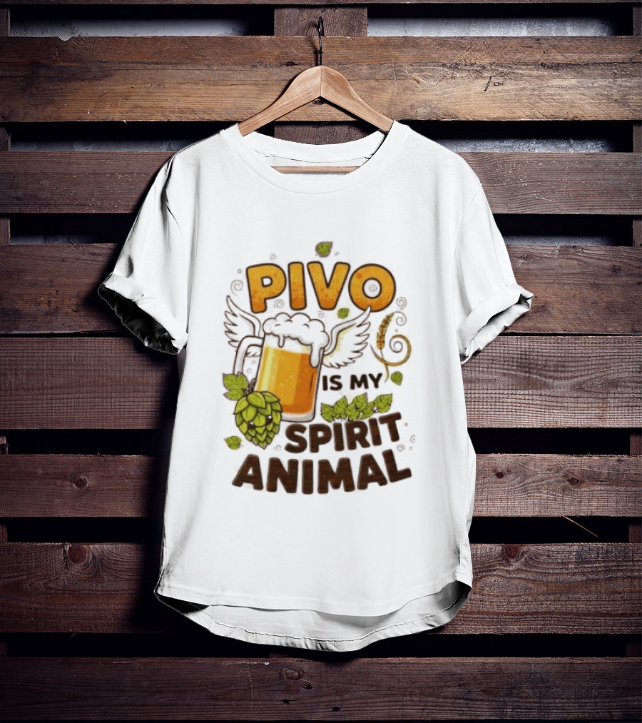 Pivo Is My Spirit Animal Beer Lover Hops Wheat Wings T-Shirt