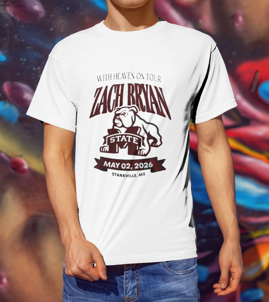 Zach Bryan With Heaven On Tour 2026 Mississippi State May 02 Starkville MS T-Shirt