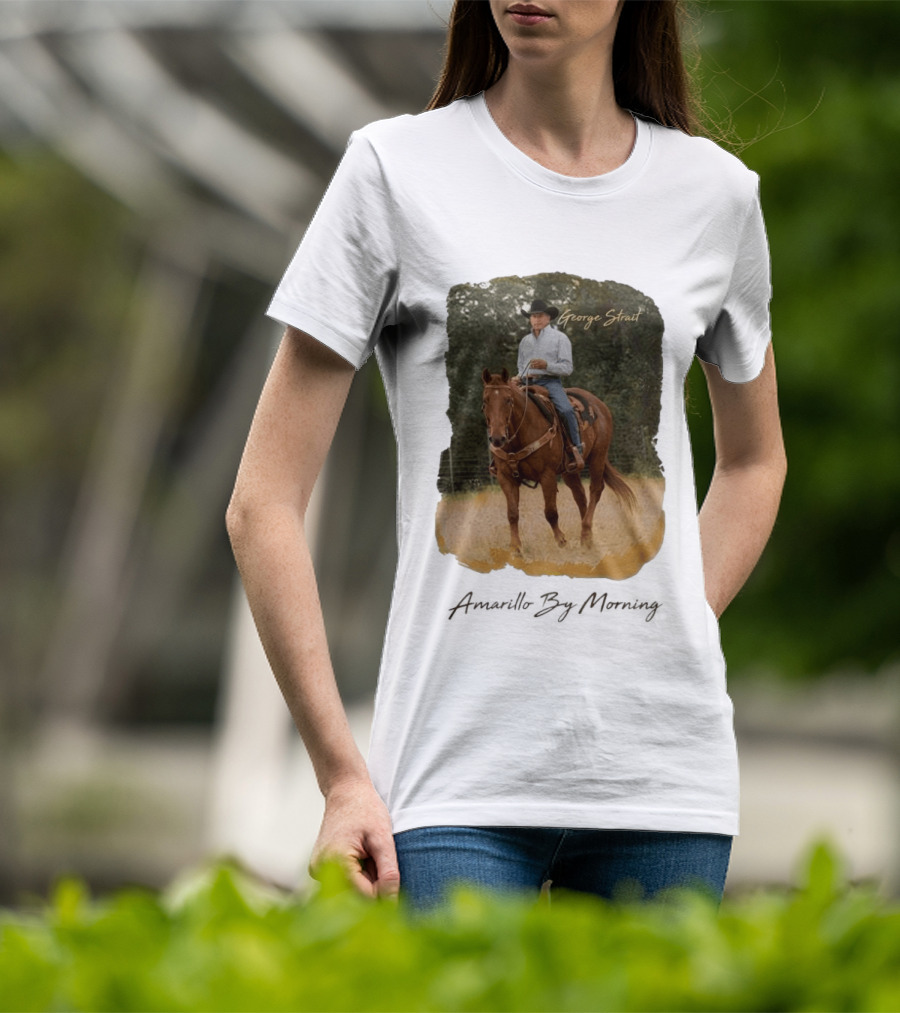 George Strait Riding Horse In Rustic Landscape One Night Only T-Shirt