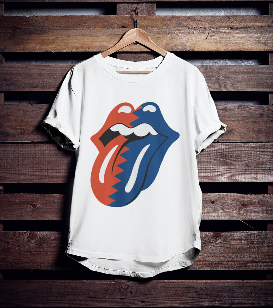 Rolling Stones Big Mouth Tongue Rare Red Blue Contrast T-Shirt