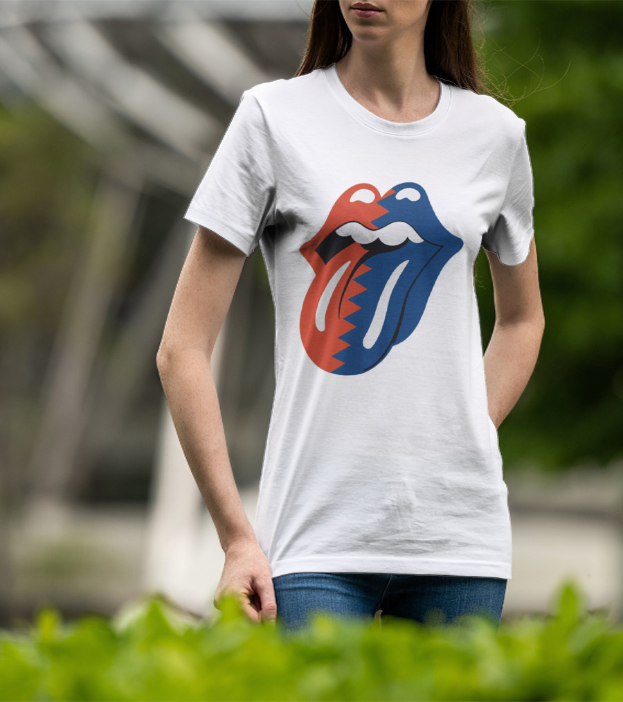 Rolling Stones Big Mouth Tongue Rare Red Blue Contrast T-Shirt