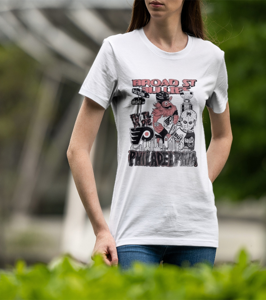 Broad St Bullies Fly Til Ya Die Philadelphia Flyers Gritty T-Shirt