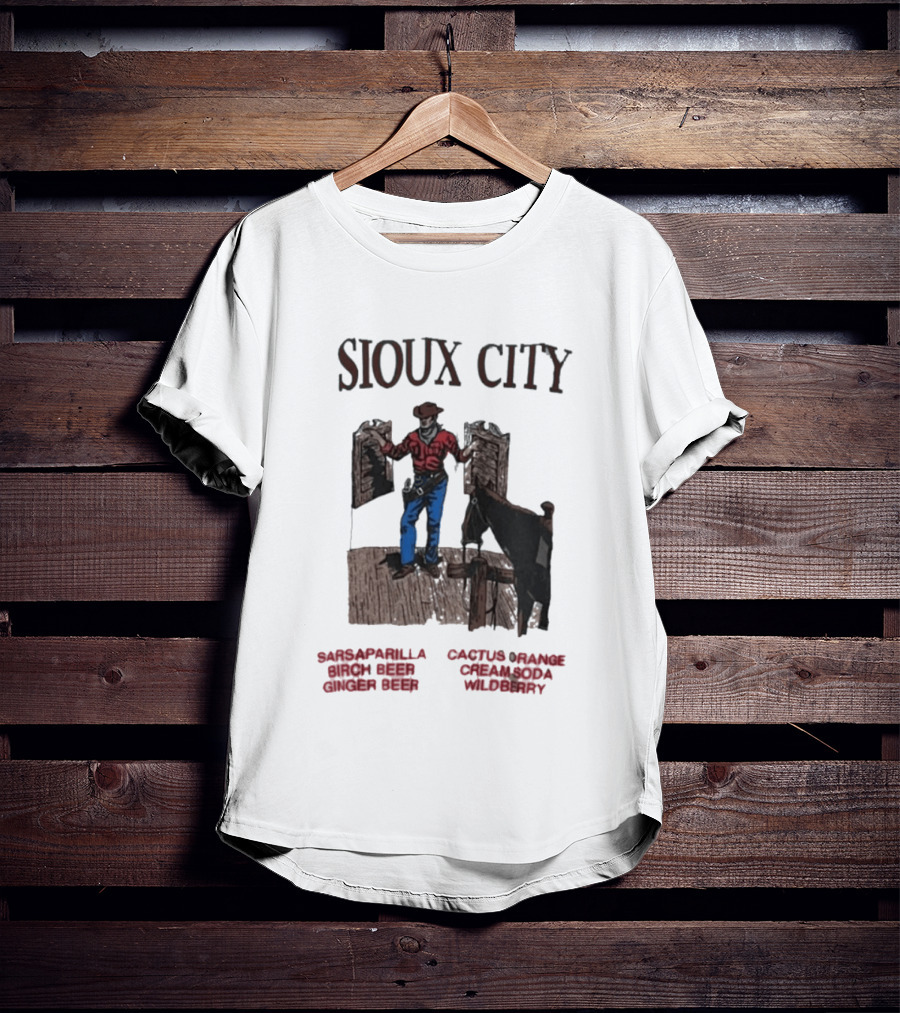 Sioux City Sarsaparilla Birch Beer Ginger Beer Cactus Orange Cream Cola Wildberry Cowboy Saloon Scene T-Shirt