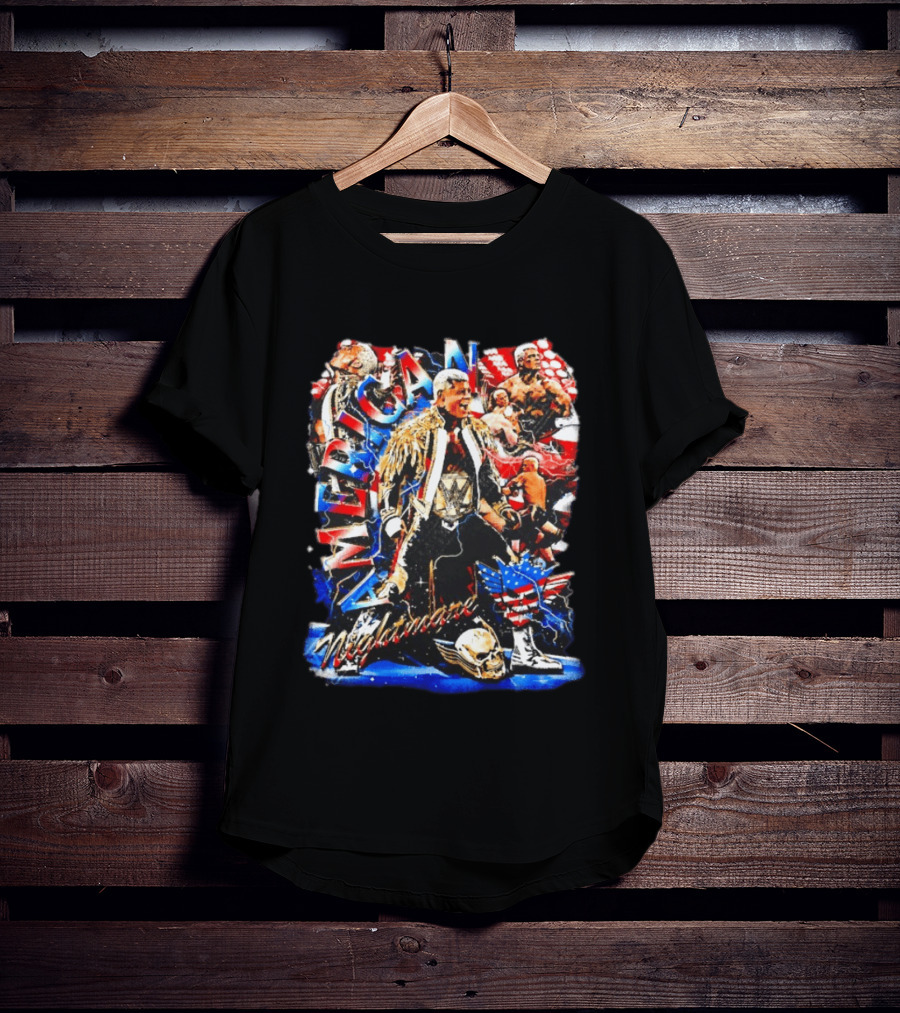 American Nightmare Cody Rhodes Wrestling Star Red White Blue Skull Jacket T-Shirt