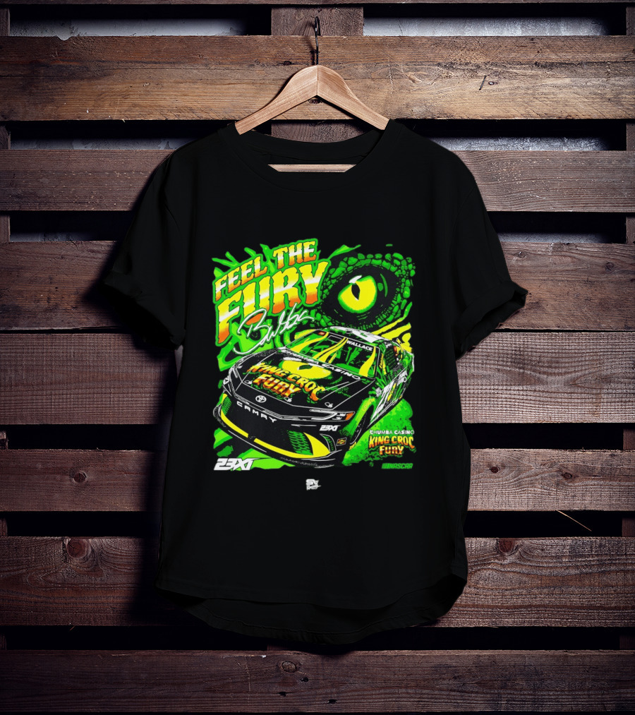 Bubba Wallace Feel The Fury King Croc Chumba Casino Toyota Camry NASCAR 23XI Racing T-Shirt