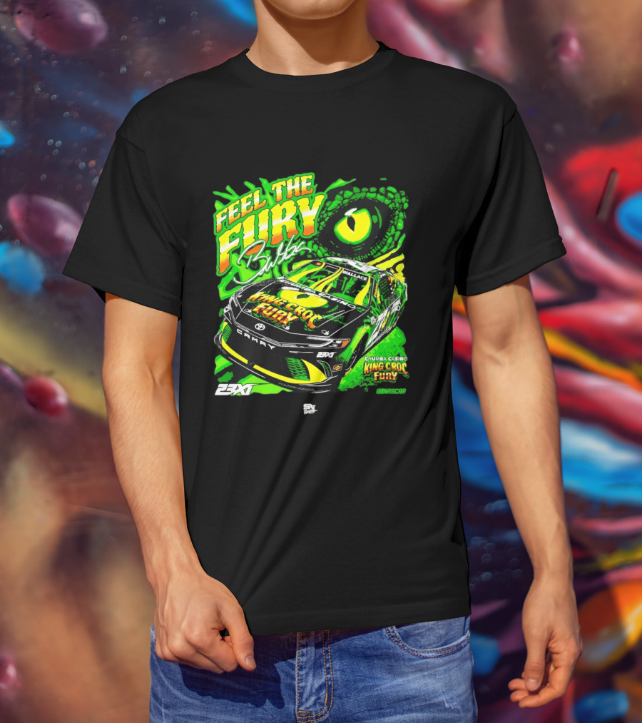 Bubba Wallace Feel The Fury King Croc Chumba Casino Toyota Camry NASCAR 23XI Racing T-Shirt