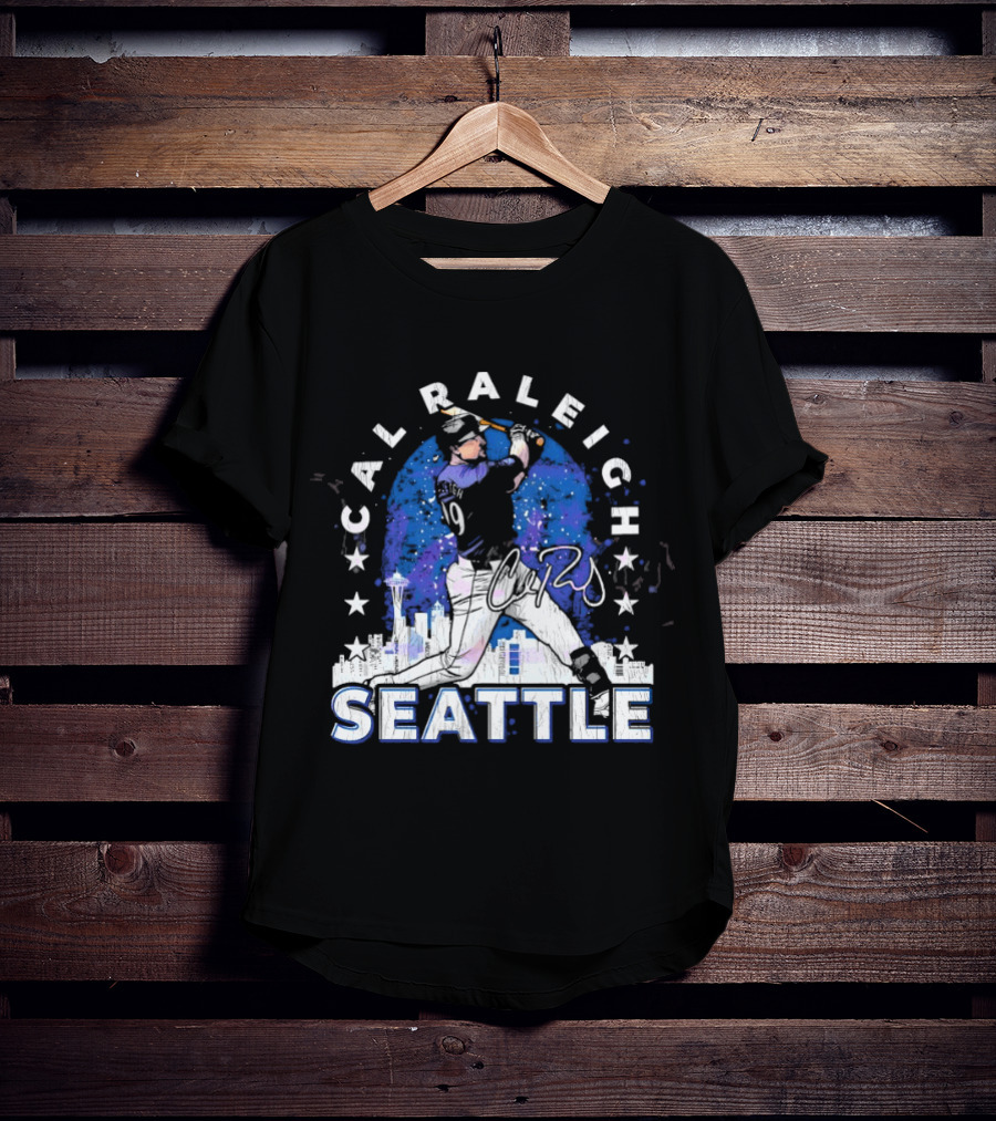 Cal Raleigh Seattle Baseball Skyline Stars T-Shirt