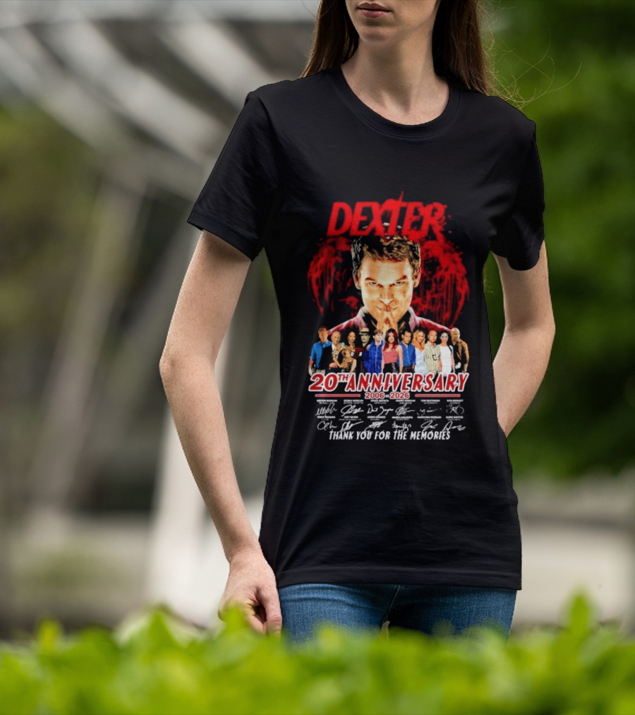 Dexter 20th Anniversary 2006 2026 Thank You For The Memories Cast Signatures T-Shirt