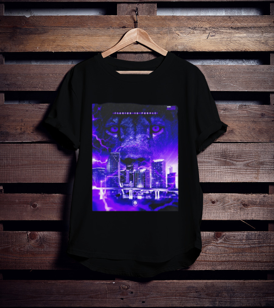 Florida Is Purple Orlando City SC Lion City Skyline Lightning T-Shirt