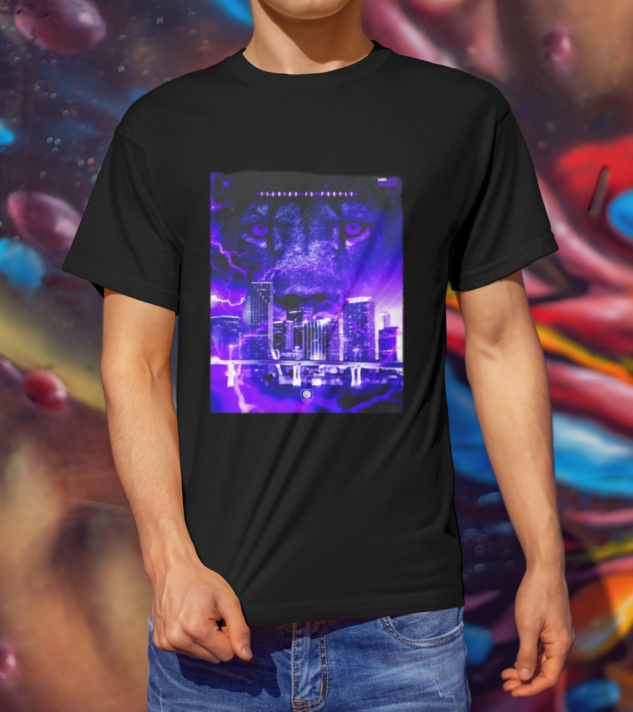 Florida Is Purple Orlando City SC Lion City Skyline Lightning T-Shirt