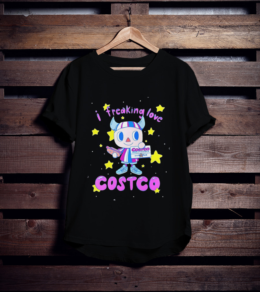 I Freaking Love Costco Cute Cartoon Character Holding Membership Card T-Shirt