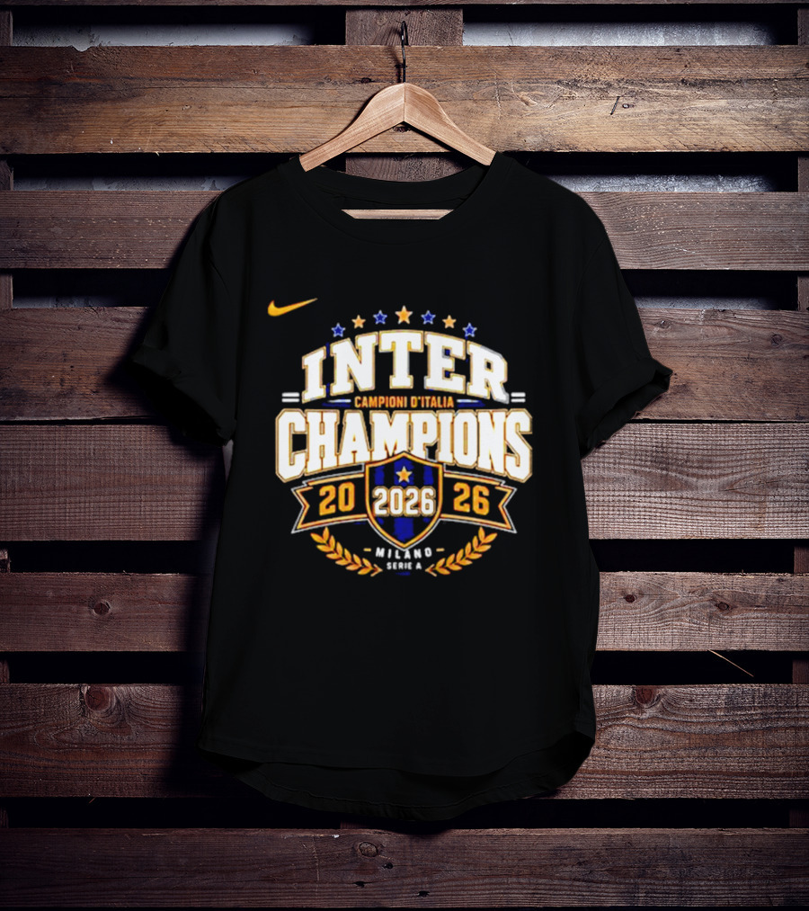 Inter Champions Campioni D'Italia 2026 Nike Serie A Milano T-Shirt