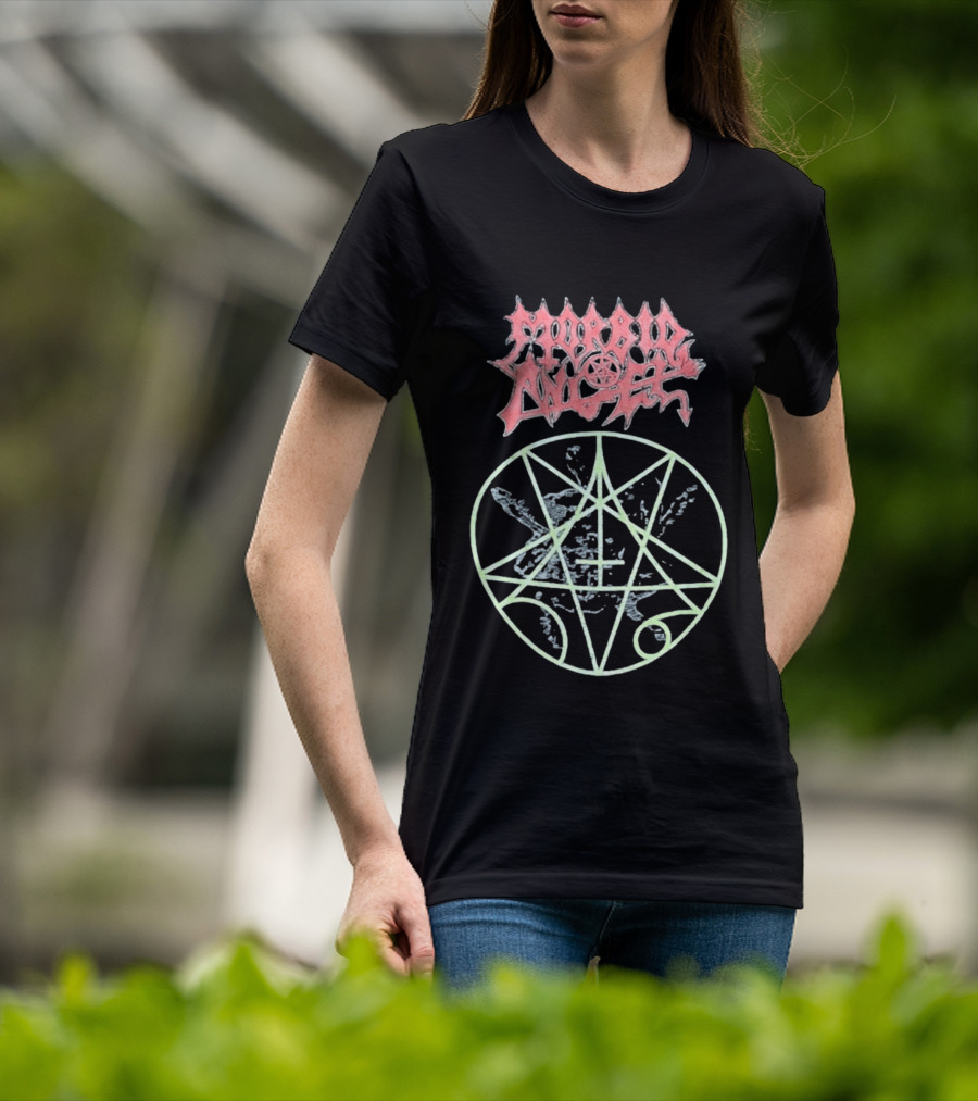 Morbid Angel Blessed Are The Sick Tour Logo With Pentagram And Angel T-Shirt