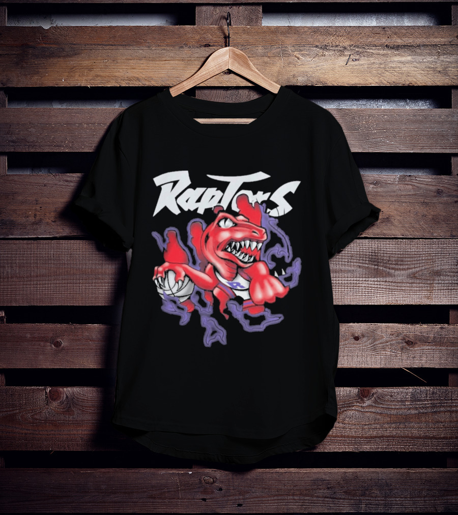 Raptors Purple Cartoon Dinosaur With Basketball T-Shirt