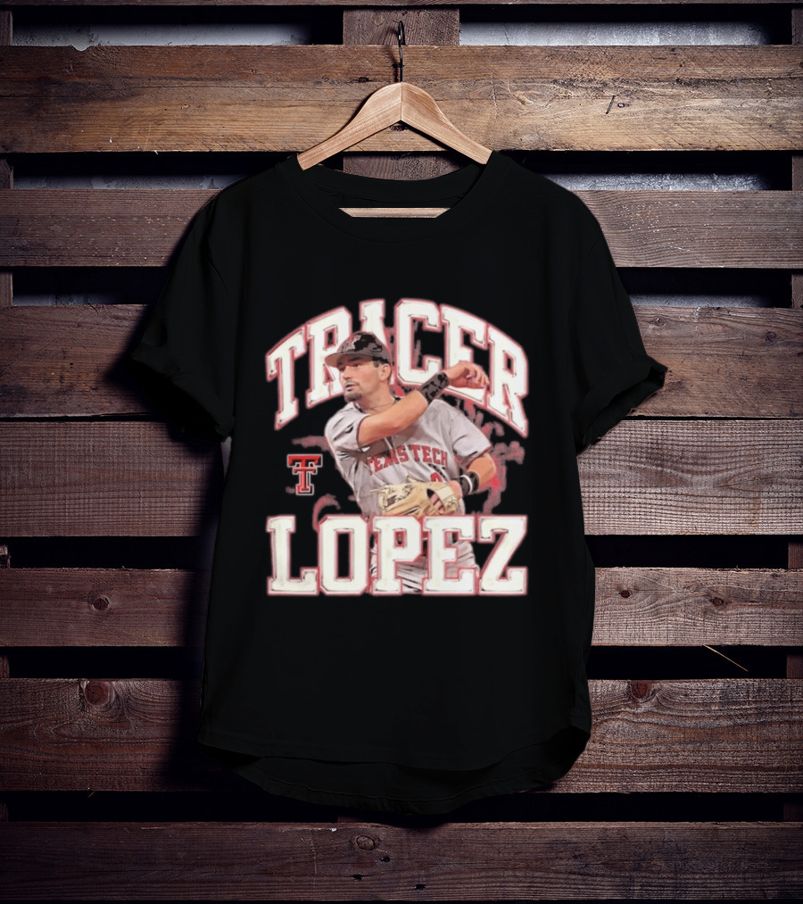 Texas Tech Tracer Lopez Baseball NCAA Collage T-Shirt