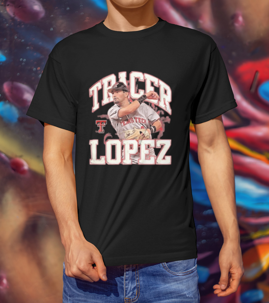 Texas Tech Tracer Lopez Baseball NCAA Collage T-Shirt