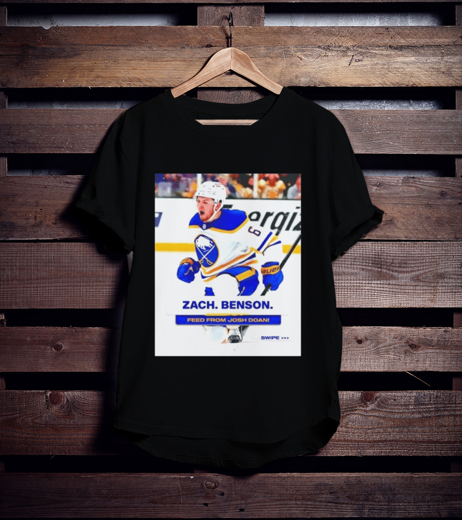 Zach Benson Buffalo Sabres Feed From Josh Doan Swipe T-Shirt