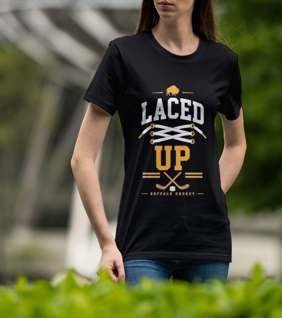 Buffalo Sabres Laced Up Hockey Sticks T-Shirt