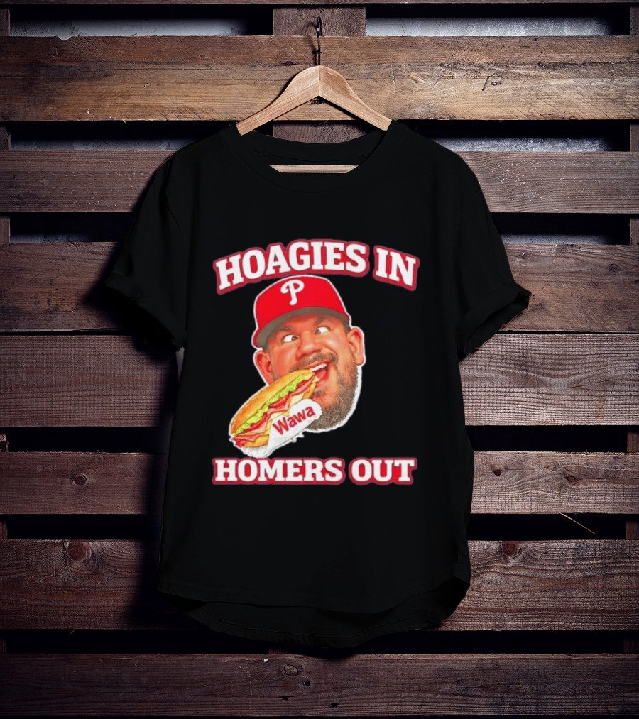 Hoagies In Homers Out Wawa Philadelphia Baseball Player Eating Sandwich T-Shirt